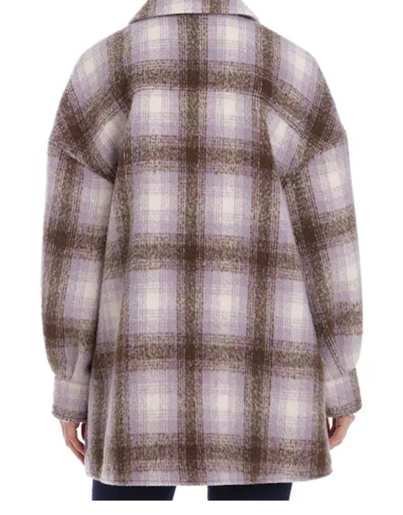 Avec Les Filles Plaid Shirt Jacket Shacket NEW Womens Lavender - Picture 3 of 9